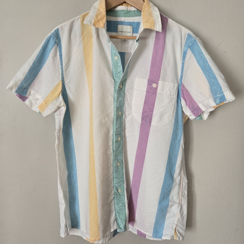 American Eagle Outfitters Colorful Striped Button Down Shirt